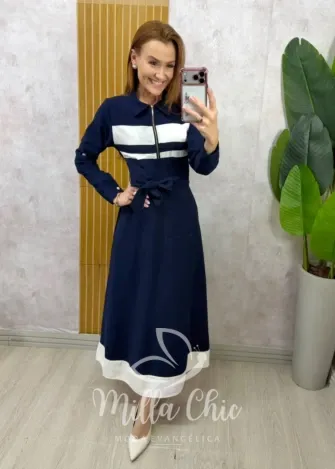 Milla Chic - Vestido Filipa - Azul Marinho