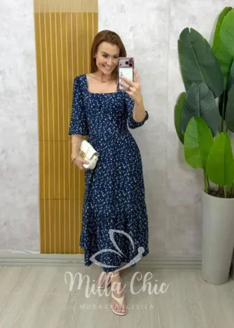 Milla Chic - Vestido Flor de Lis - Azul