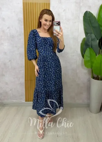 Milla Chic - Vestido Flor de Lis - Azul