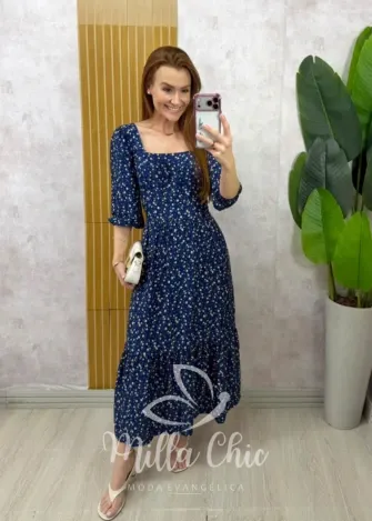 Milla Chic – Vestido Flor de Lis – Azul Milla Chic - Vestido Flor de Lis - Azul