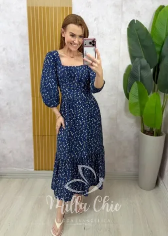 Milla Chic - Vestido Flor de Lis - Azul