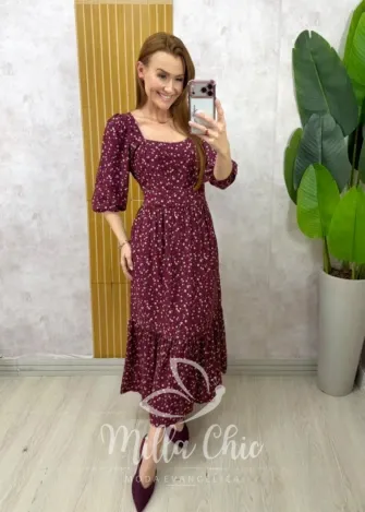 Milla Chic – Vestido Flor de Lis – Cherry Milla Chic - Vestido Flor de Lis - Cherry
