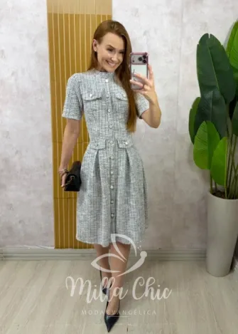 Milla Chic – Vestido Gabriele em Tweed – Branco Milla Chic - Vestido Gabriele em Tweed - Branco