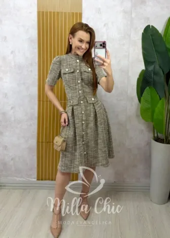 Milla Chic – Vestido Gabriele em Tweed – Marrom Milla Chic - Vestido Gabriele em Tweed - Marrom