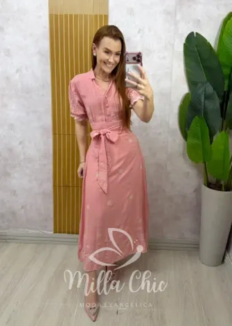 Milla Chic - Vestido Jade em Lesie algodão - Azul (cópia)