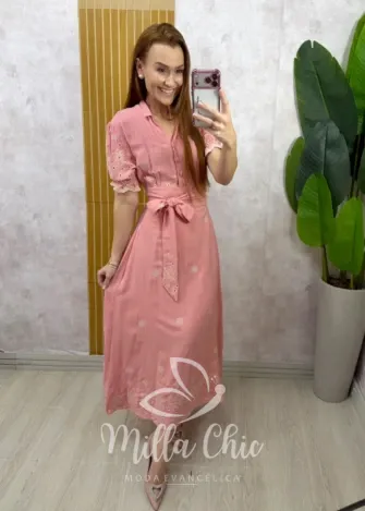 Milla Chic - Vestido Jade em Lesie algodão - Azul (cópia)