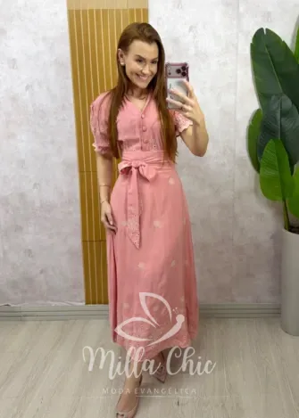 Milla Chic - Vestido Jade em Lesie algodão - Azul (cópia)