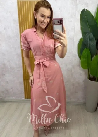 Milla Chic - Vestido Jade em Lesie algodão - Azul (cópia)
