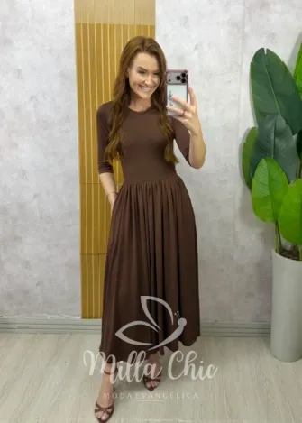 Milla Chic – Vestido Marta em poliamida – Marrom Milla Chic - Vestido Marta em poliamida - Marrom