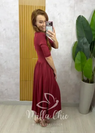 Milla Chic - Vestido Marta em poliamida - Marrom (cópia)