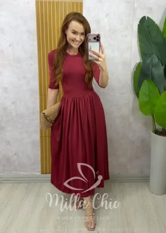 Milla Chic – Vestido Marta em poliamida – Marrom (cópia) Milla Chic - Vestido Marta em poliamida - Marrom (cópia)