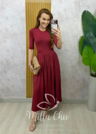 Milla Chic - Vestido Marta em poliamida - Marrom (cópia)