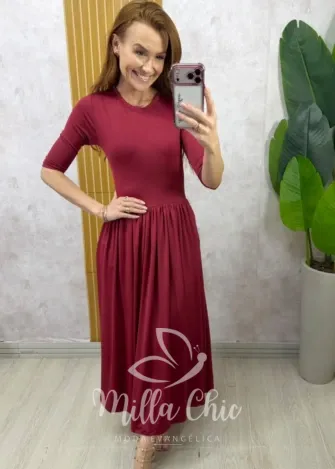 Milla Chic - Vestido Marta em poliamida - Marrom (cópia)