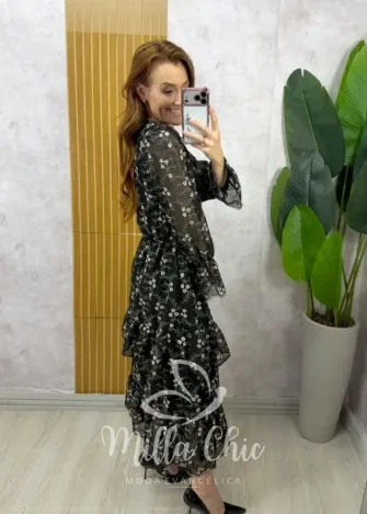 Milla Chic - Vestido Priscila em Chiffon bordado