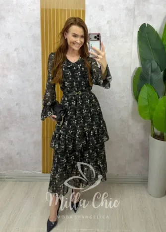 Milla Chic - Vestido Priscila em Chiffon bordado