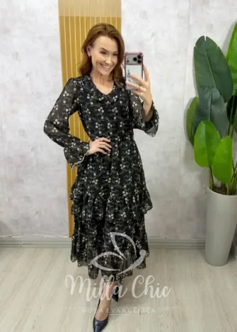Milla Chic - Vestido Priscila em Chiffon bordado