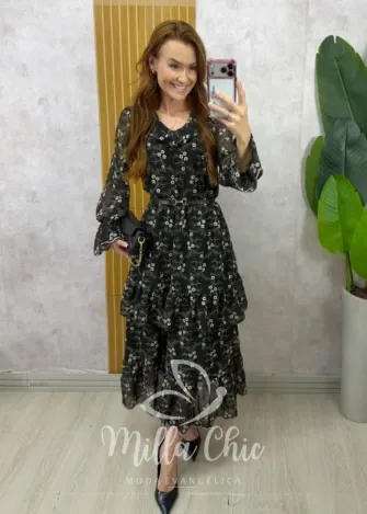 Milla Chic – Vestido Priscila em Chiffon bordado Milla Chic - Vestido Priscila em Chiffon bordado