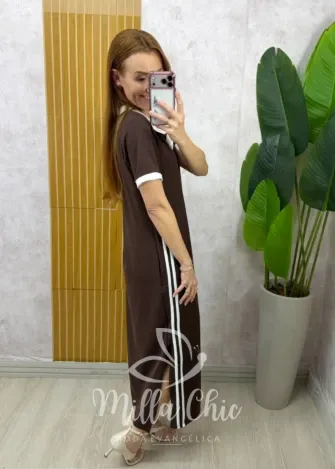 Milla Chic - Vestido Virgínia Comfy Sport - Marrom Café