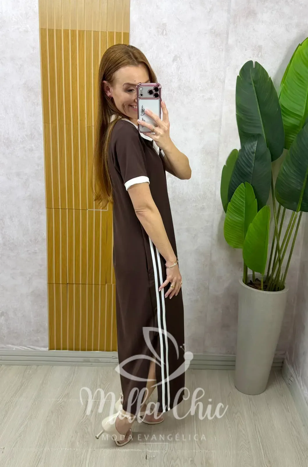 Milla Chic – Vestido Virgínia Comfy Sport – Marrom Café Milla Chic - Vestido Virgínia Comfy Sport - Marrom Café
