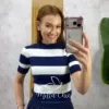 Milla Chic - Blusa Amélia Tricot listras - Az