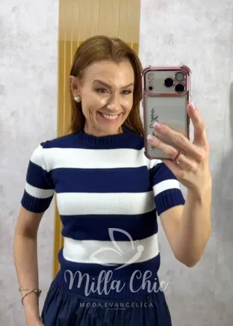 Milla Chic - Blusa Amélia Tricot listras - Az