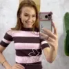 Milla Chic - Blusa Amélia Tricot  listras - Azul e Marrom (cópia)