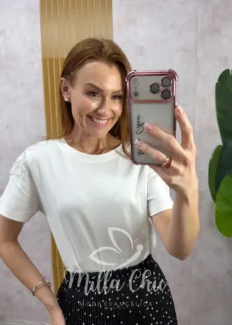 Milla Chic - Blusa Débora em malha algodão bordada - Verde (cópia)