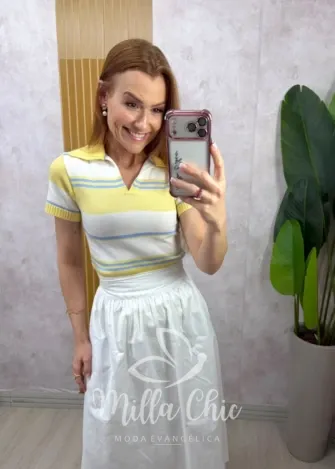Milla Chic - Blusa Denise em Tricot - Azul e Vermelha (cópia)