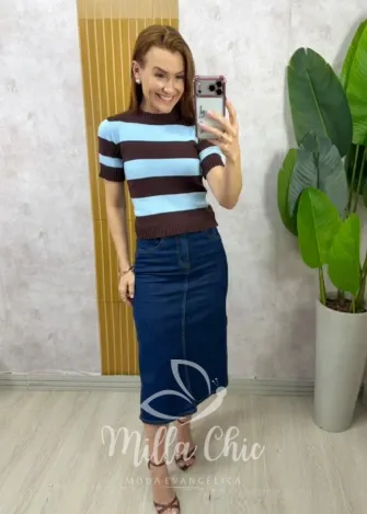 Milla Chic - Blusa Denise em Tricot - Preta e Marrom (cópia)