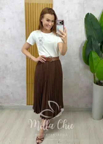 Milla Chic - Blusa Mafalda Bordada Urso - Branca
