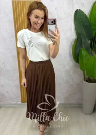Milla Chic - Blusa Mafalda Bordada Urso - Branca