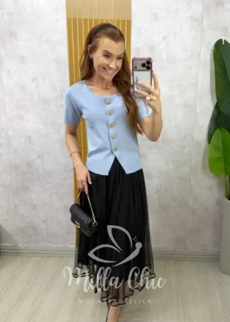 Milla Chic - Blusa Magali em Tricot modal - Preta (cópia)
