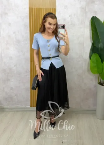 Milla Chic - Blusa Magali em Tricot modal - Preta (cópia)