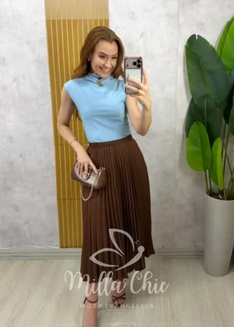 Milla Chic - Blusa Raika em poliamida - Azul