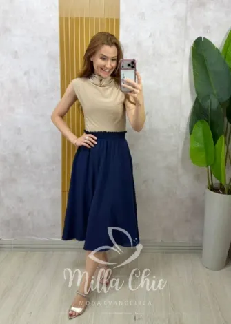 Milla Chic - Blusa Raika em poliamida - Champangne