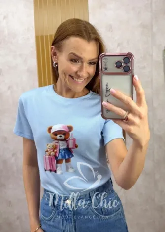 Milla Chic - Blusa Ursinha Bella - Azul