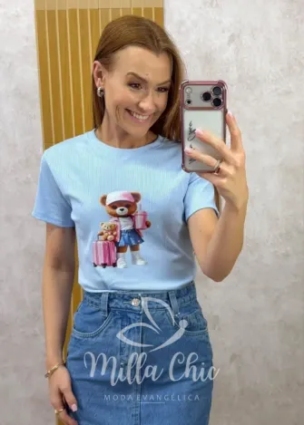 Milla Chic - Blusa Ursinha Bella - Azul