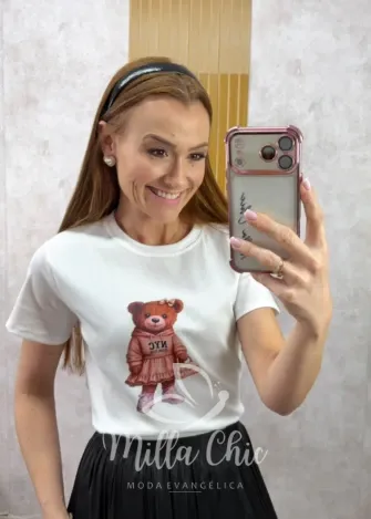 Milla Chic - Blusa Ursinha Bella - Branca