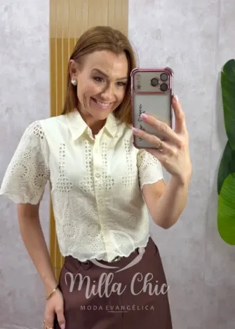 Milla Chic - Camisa Joice em Lesie algodão - Verde (cópia)