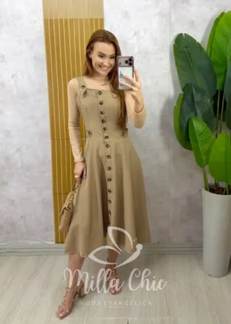 Milla Chic – Jardineira Eduvirges – Bege Milla Chic - Jardineira Eduvirges - Bege