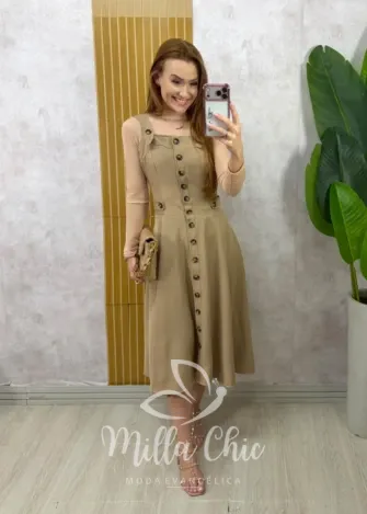 Milla Chic - Jardineira Eduvirges - Bege