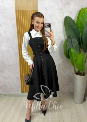 Milla Chic – Jardineira Eduvirges – Marrom Milla Chic - Jardineira Eduvirges - Marrom