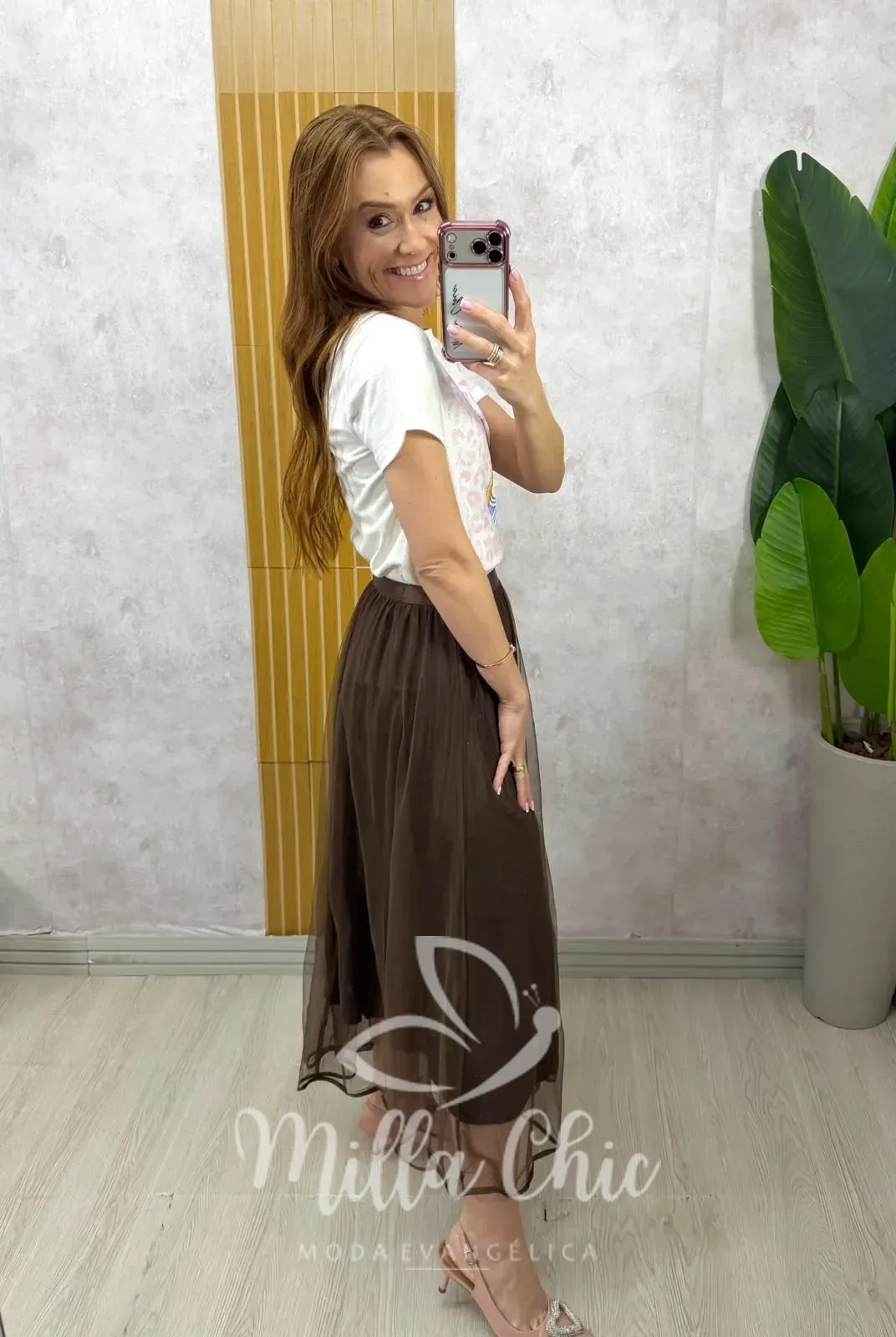 Milla Chic – Saia Carlota em tule – Marrom Milla Chic - Saia Carlota em tule - Marrom