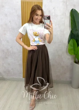 Milla Chic - Saia Carlota em tule - Marrom