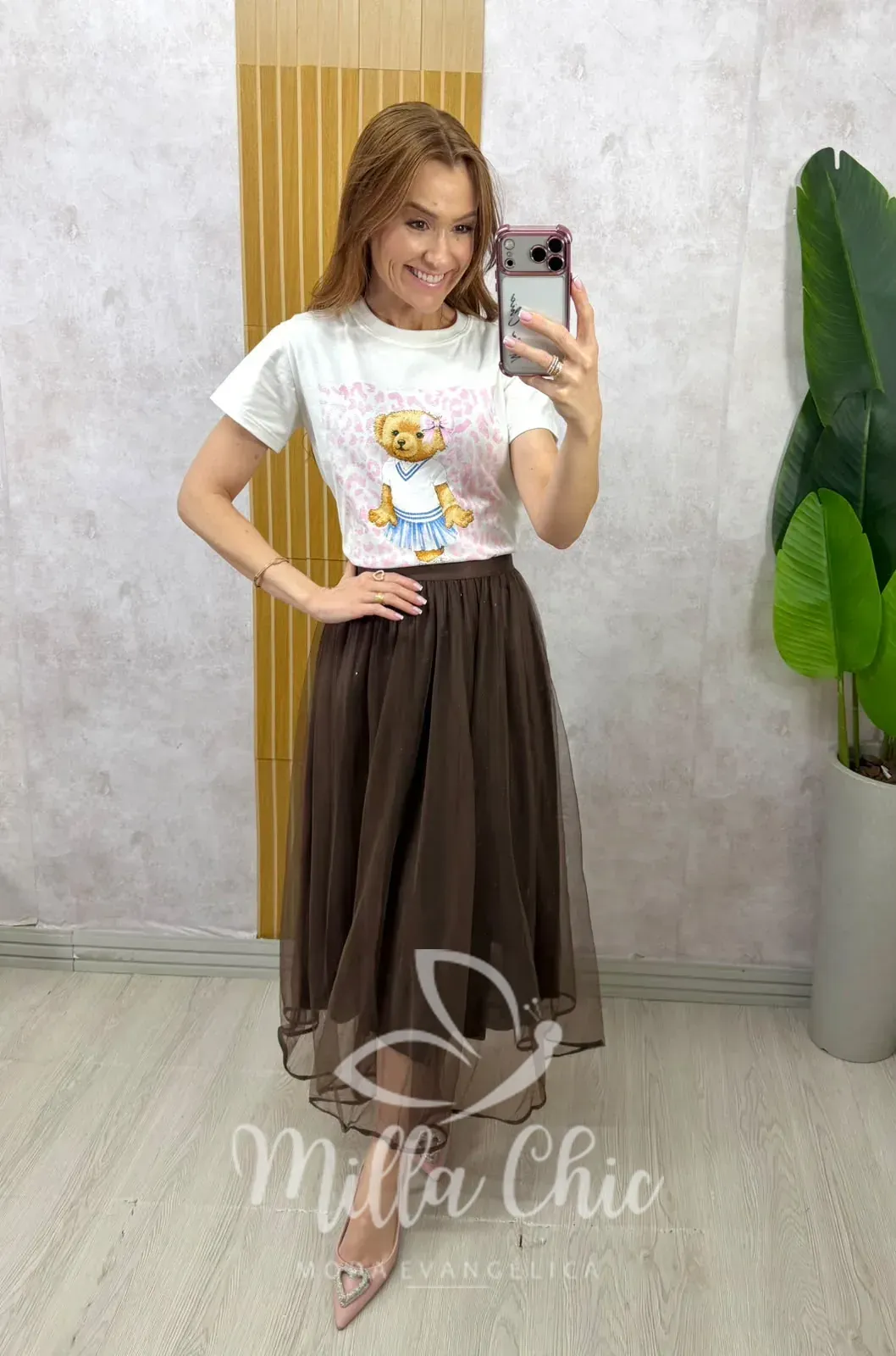 Milla Chic – Saia Carlota em tule – Marrom Milla Chic - Saia Carlota em tule - Marrom