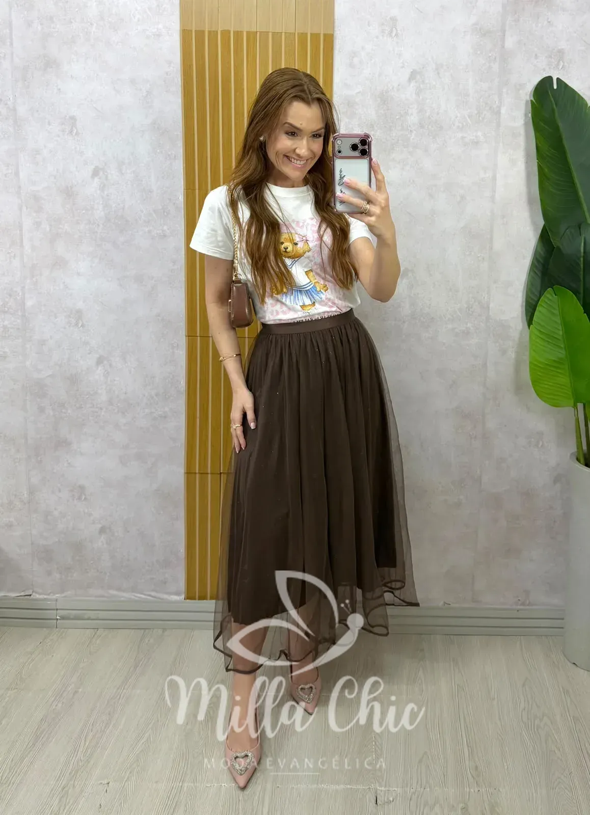 Milla Chic – Saia Carlota em tule – Marrom Milla Chic - Saia Carlota em tule - Marrom