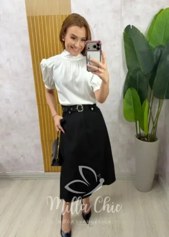 Milla Chic - Saia Carmem em alfaiataria - Preta