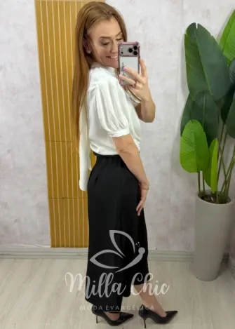 Milla Chic - Saia Carmem em alfaiataria - Preta