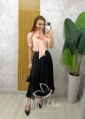 Milla Chic - Saia Carmem em alfaiataria - Preta (cópia)