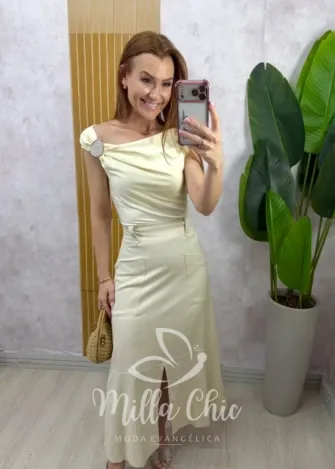 Milla Chic - Saia Elza em linho - Natural